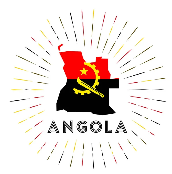 Distintivo Sunburst Angola Paese Firma Con Mappa Dell Angola Con — Vettoriale Stock