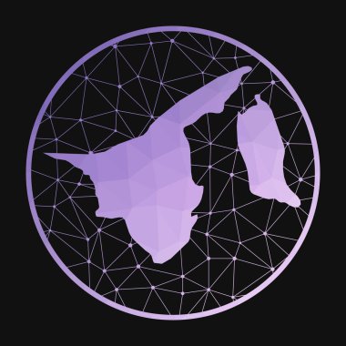 Brunei icon. Vector polygonal map of the country. Brunei icon in geometric style. The country map with purple low poly gradient on dark background.