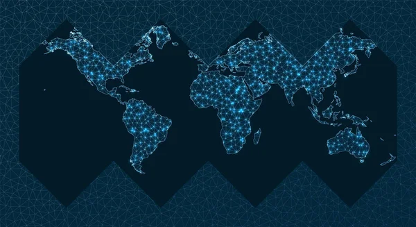 Wereldwijd Netwerkconcept Healpix Projectie Wereldnetwerk Verbazingwekkende Verbindingskaart Vectorillustratie — Stockvector