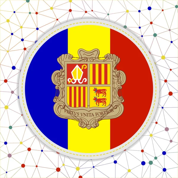 Flagge von Andorra mit Netzwerkhintergrund Andorra Zeichen Tolle Vektorillustration — Stockvektor