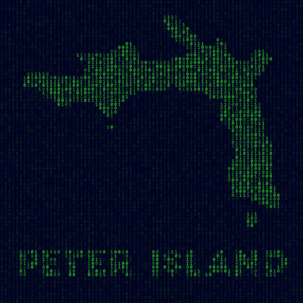 Digital Peter Island Logo Island Symbol Hacker Style Binary Code — Vector de stock