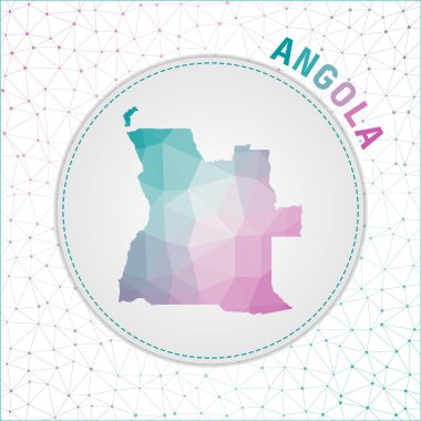 Vector polygonal Angola map. Map of the country with network mesh background. Angola illustration in technology, internet, network, telecommunication concept style . Beautiful vector illustration.