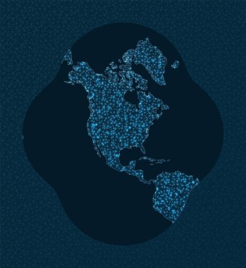 Global network concept. Modified Stereographic Gs 48 projection. World Network. Appealing connections map. Vector illustration.