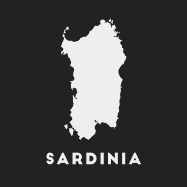 Sardinia icon. Island map on dark background. Stylish Sardinia map with island name. Vector illustration.