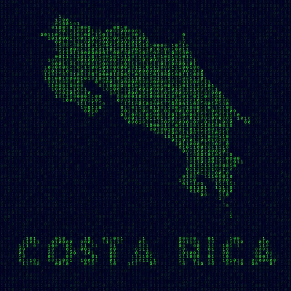 Digital Costa Rica Logo Country Symbol Hacker Style Binary Code — Vector de stock