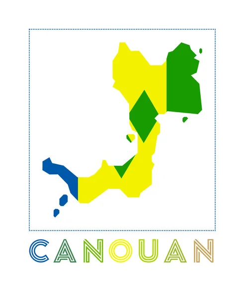 Canouan Logo Map Canouan Island Name Flag Creative Vector Illustration — Stockvector