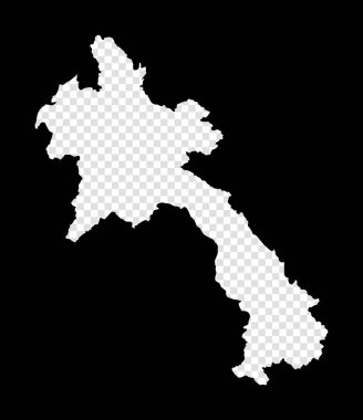 Stencil map of Laos. Simple and minimal transparent map of Laos. Black rectangle with cut shape of the country. Awesome vector illustration.
