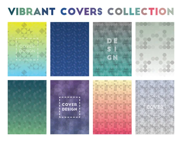 Vibrant Covers Collection Alive Geometric Patterns Dazzling Background Vector Illustration — Stok Vektör