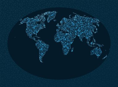Network map of the world. Fahey projection. World Network. Charming connections map. Vector illustration.