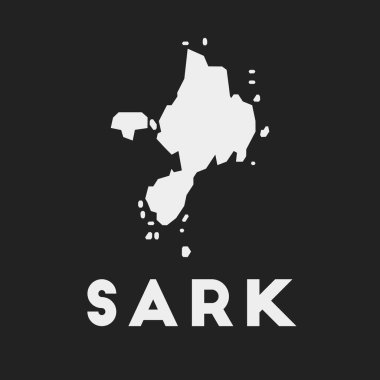 Sark icon. Island map on dark background. Stylish Sark map with island name. Vector illustration.
