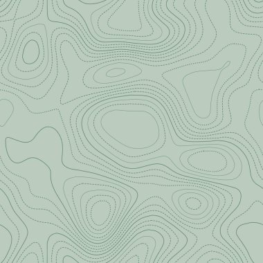 Abstract topography. Actual topographic map in green tones, seamless design, terrific tileable pattern. Vector illustration.