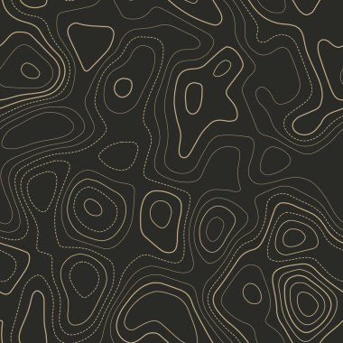 Terrain topography. Actual topography map. Seamless design. Charming tileable isolines pattern, vector illustration.