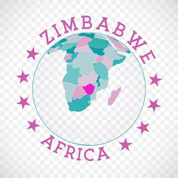 Zimbabwe Logo Badge Country Map Zimbabwe World Context Country Sticker — Stock Vector