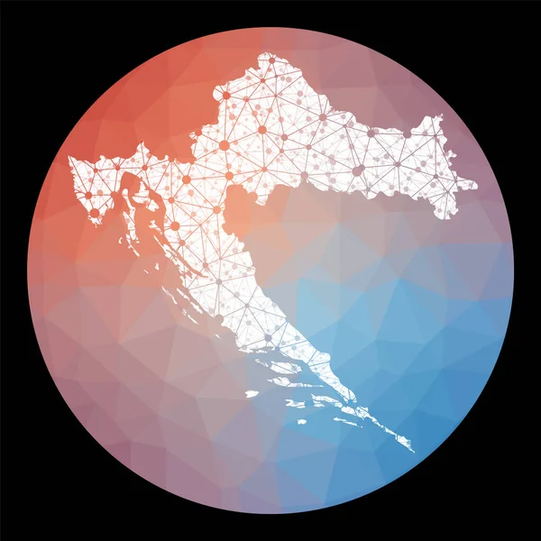 Vektorhálózat Horvátország Térkép Alacsony Poli Háttérrel Rendelkező Ország Térképe Kerekített — Stock Vector