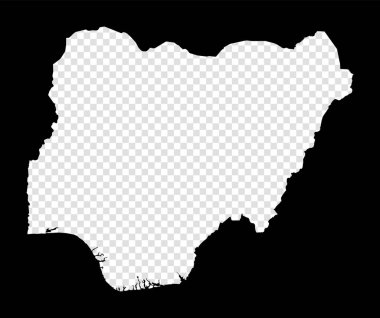 Nijerya 'nın Kalıp Haritası Basit ve Nijerya Siyah Dikdörtgeninin Kesikli Minimum Saydam Haritası