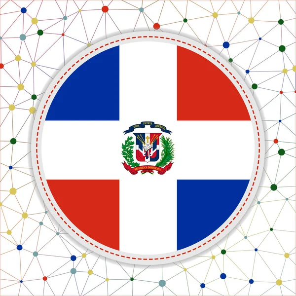 Флаг Доминиканы с сетевым фоном Доминиканский знак Яркая векторная иллюстрация — стоковый вектор