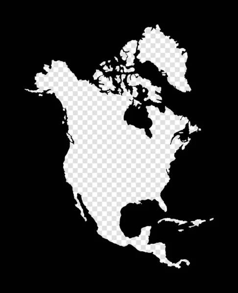 Schablonenkarte von Nordamerika Einfache und minimal transparente Karte von Nordamerika Schwarzes Rechteck — Stockvektor
