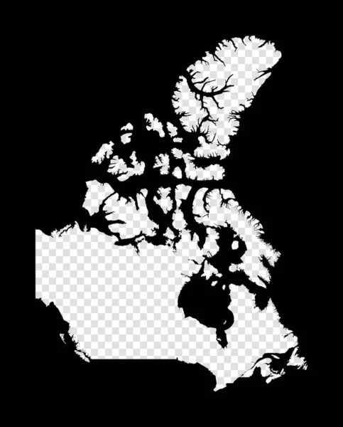 Stencil kaart van Canada Eenvoudige en minimale transparante kaart van Canada Zwarte rechthoek met geslepen vorm — Stockvector