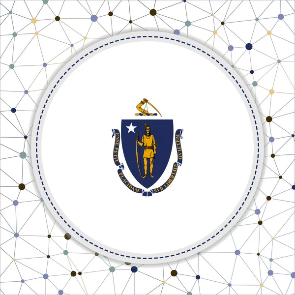 Flagge von Massachusetts mit Netzwerkhintergrund Massachusetts Zeichen Moderne Vektorillustration — Stockvektor