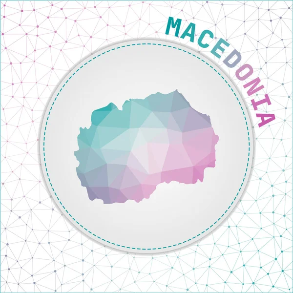 Vector polygonal Macedonia mapa Mapa do país com rede de malha de fundo Macedonia —  Vetores de Stock
