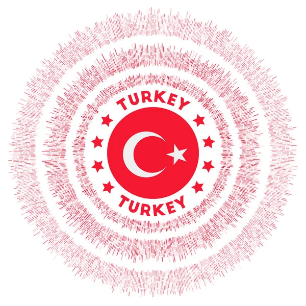 Türkei-Symbol Strahlende Landesflagge mit bunten Strahlen Glänzender Sonnenaufgang mit Türkei-Flagge Neat Vector — Stockvektor