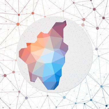 Abstract vector map of Lobos Island. Technology in the island geometric style poster. Polygonal Lobos Island map on 3d triangular mesh backgound. EPS10 Vector.