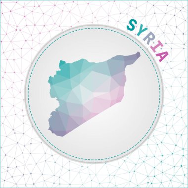 Vector polygonal Syria map. Map of the country with network mesh background. Syria illustration in technology, internet, network, telecommunication concept style . Astonishing vector illustration.