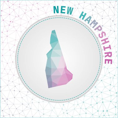 Vector polygonal New Hampshire map. Map of the us state with network mesh background. New Hampshire illustration in technology, internet, network, telecommunication concept style.