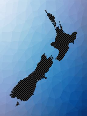 New Zealand geometric map. Stencil shape of New Zealand in low poly style. Modern country vector illustration.