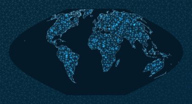 İnternet ve küresel bağlantılar haritası Düz Kutup Sinüs Projeksiyonu Dünya Ağı Büyüleyici