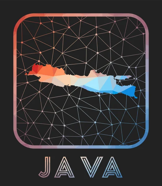 Conception Carte Java Vecteur Low Poly Carte Île Icône Java — Image vectorielle