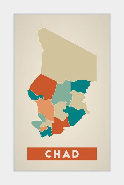 Chad Poster Map Country Colorful Regions Shape Chad Country Name — Stockvektor