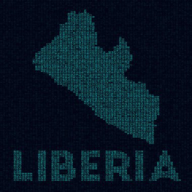 Liberya teknoloji haritası ülke adına sahip dijital stil siber harita ülke sembolü