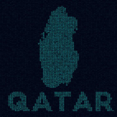 Katar teknoloji haritası Ülke sembolü ülke adı Otantik olan Katar 'ın dijital stil siber haritası