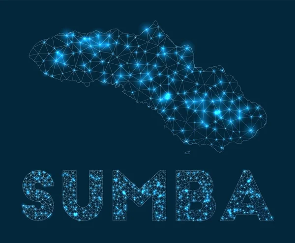 Карта сети Сумба Абстрактная геометрическая карта острова Интернет и телекоммуникации — стоковый вектор