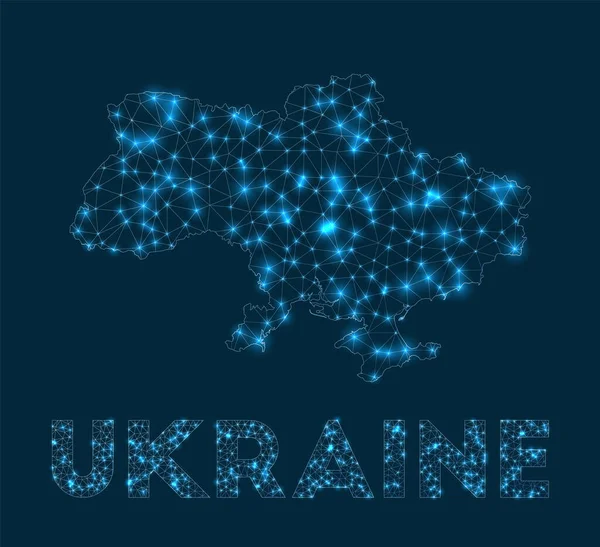 Mapa sítě Ukrajiny Abstraktní geometrická mapa země Připojení k internetu a — Stockový vektor