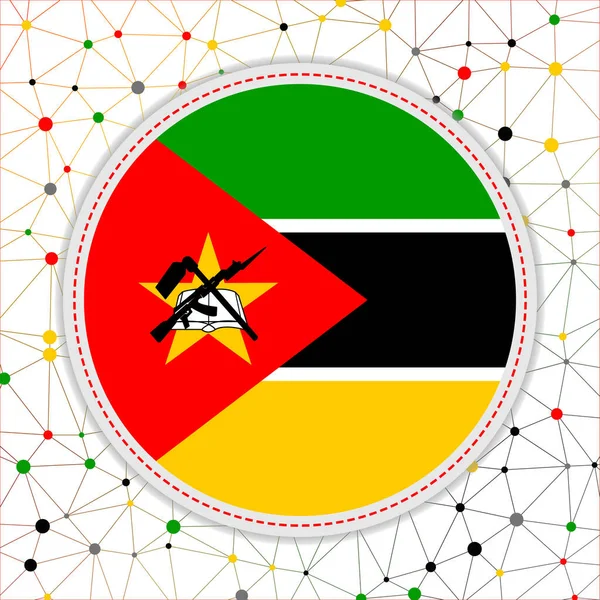 Vlag van Mozambique met netwerkachtergrond Mozambique-teken Krachtige vectorafbeelding — Stockvector