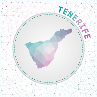 Adanın ağ ağ ağı arkaplanlı çokgen Tenerife haritasını göster