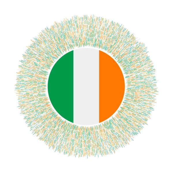 Bandeira da Irlanda com raios coloridos Sinal de país radiante Sunburst brilhante com bandeira da Irlanda puro —  Vetores de Stock