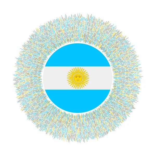 Flaga Argentyny z kolorowymi promieniami Promienny znak kraju Błyszczący sunburst z flagą Argentyny — Wektor stockowy