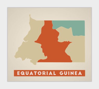 Ekvator Ginesi 'nin renkli bölgeleri ve Ekvator Ginesi şekilli ülkenin poster haritası