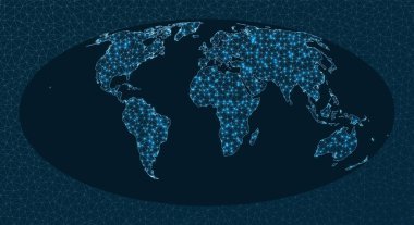 Dünya Ağ Haritası Mollweide Projeksiyonu Dünya Ağı Otantik Bağlantı Haritası Vektörü