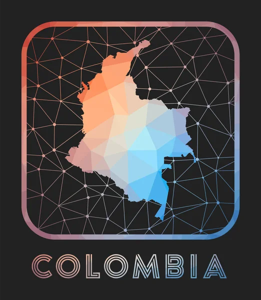 Columbia map design Vector low poly map of the country Colombia icon in геометричний стиль — стоковий вектор