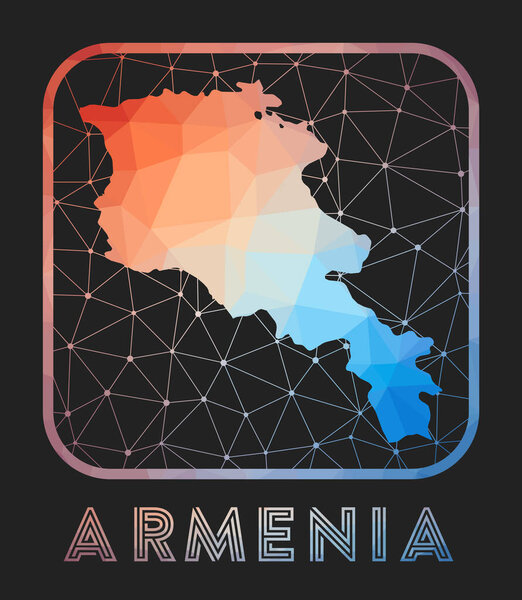 Armenia map design Vector low poly map of the country Armenia icon in geometric style The country