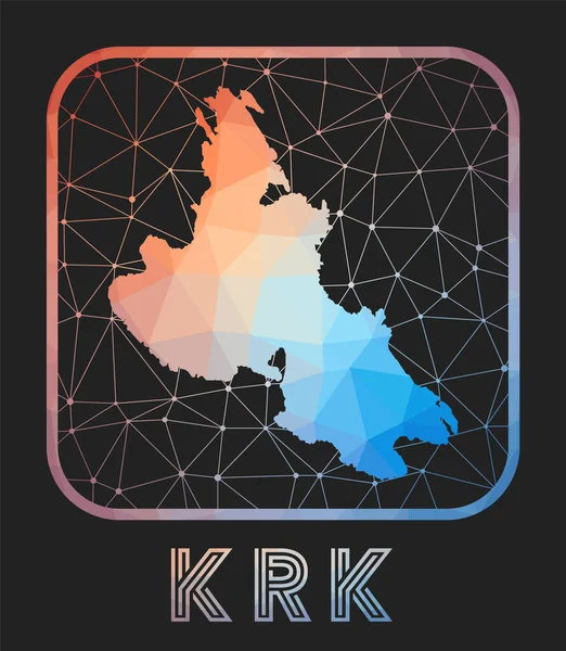 Krk mapa de diseño Vector bajo poli mapa de la isla icono de Krk en estilo geométrico La forma de la isla — Vector de stock