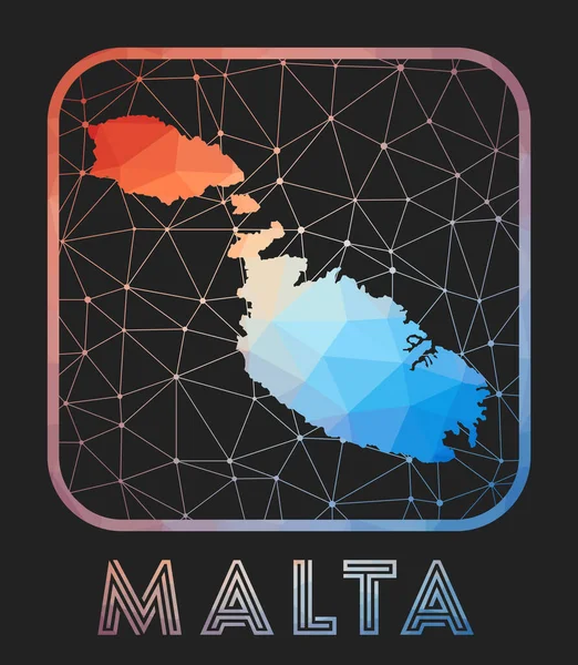 Дизайн карты Мальты Вектор низкого поли карта острова Мальта значок в геометрическом стиле — стоковый вектор