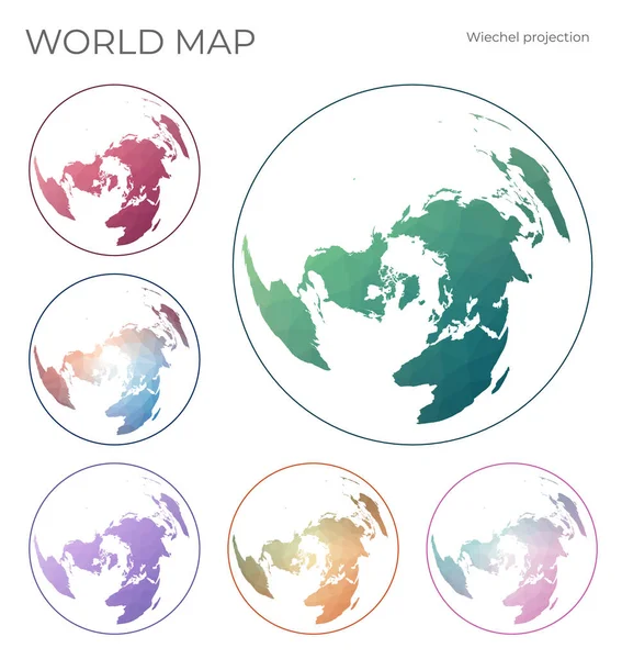 低保利世界地图集Wiechel投影集几何风格的世界地图矢量 — 图库矢量图片