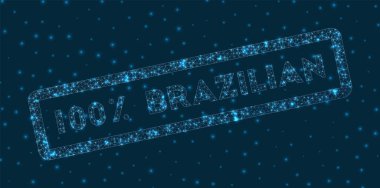 Dijital stilde 100 Brezilyalı kelime Parlayan geometrik 100 Brezilya rozeti zarif vektörü
