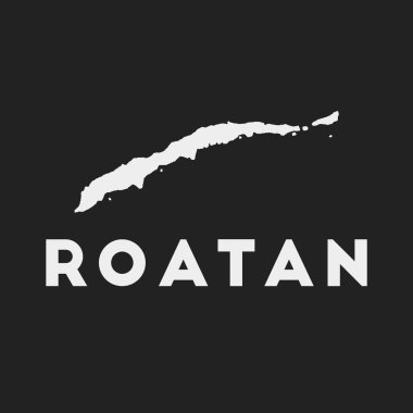 Koyu arkaplan üzerinde Roatan simgesi ada adı Vector olan Roatan haritası