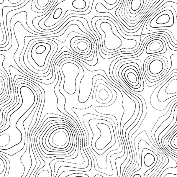 Lignes de contour Carte topographique actuelle Isolines carrelables fraîches de conception transparente en noir et blanc — Image vectorielle